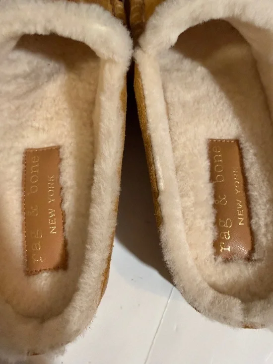 Rag & Bone Shearling Lined Carter Mules Suede Loafers size 39 / 9 US - Picture 12 of 16